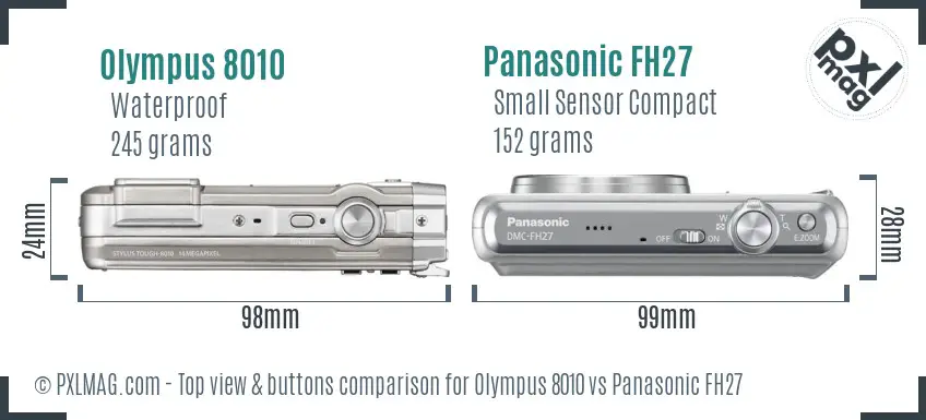 Olympus 8010 vs Panasonic FH27 top view buttons comparison