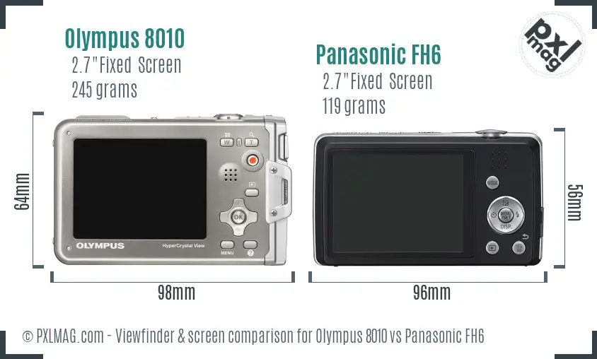 Olympus 8010 vs Panasonic FH6 Screen and Viewfinder comparison