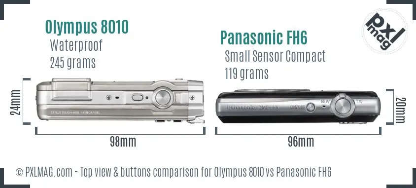 Olympus 8010 vs Panasonic FH6 top view buttons comparison