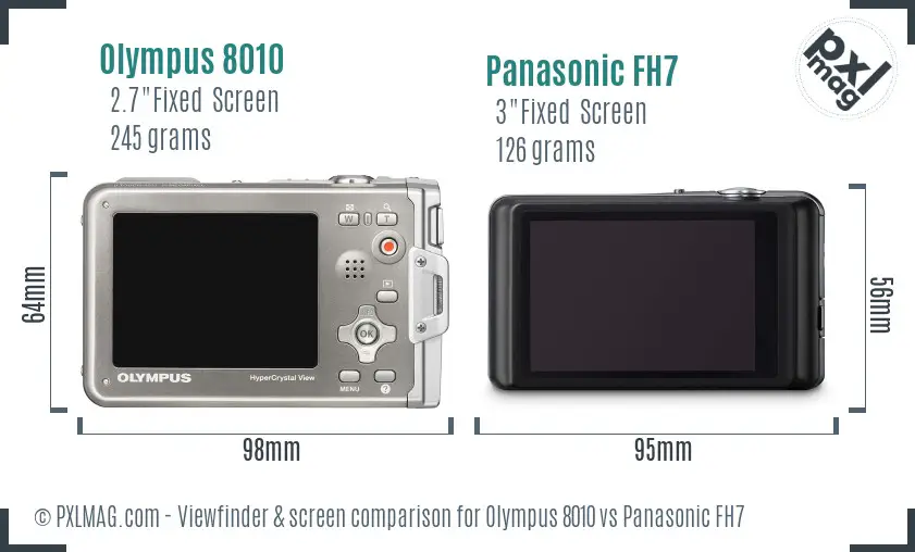 Olympus 8010 vs Panasonic FH7 Screen and Viewfinder comparison