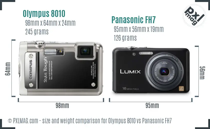 Olympus 8010 vs Panasonic FH7 size comparison