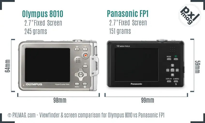 Olympus 8010 vs Panasonic FP1 Screen and Viewfinder comparison