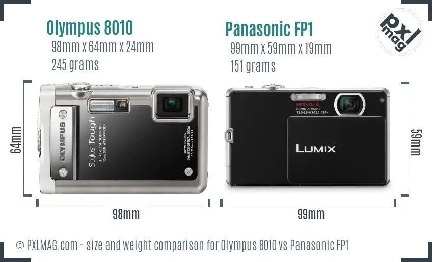 Olympus 8010 vs Panasonic FP1 size comparison