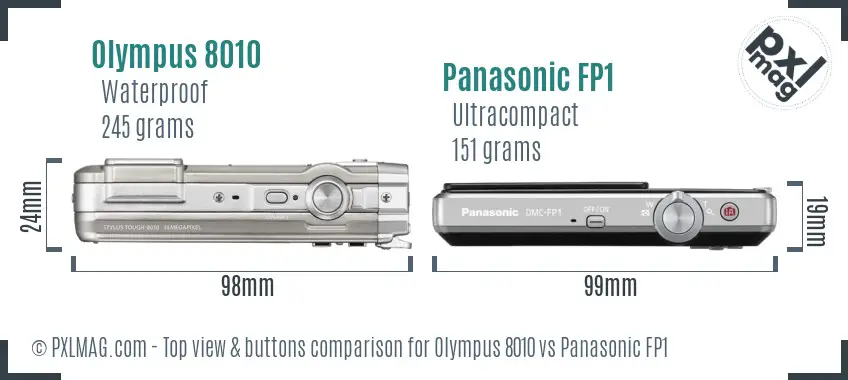 Olympus 8010 vs Panasonic FP1 top view buttons comparison