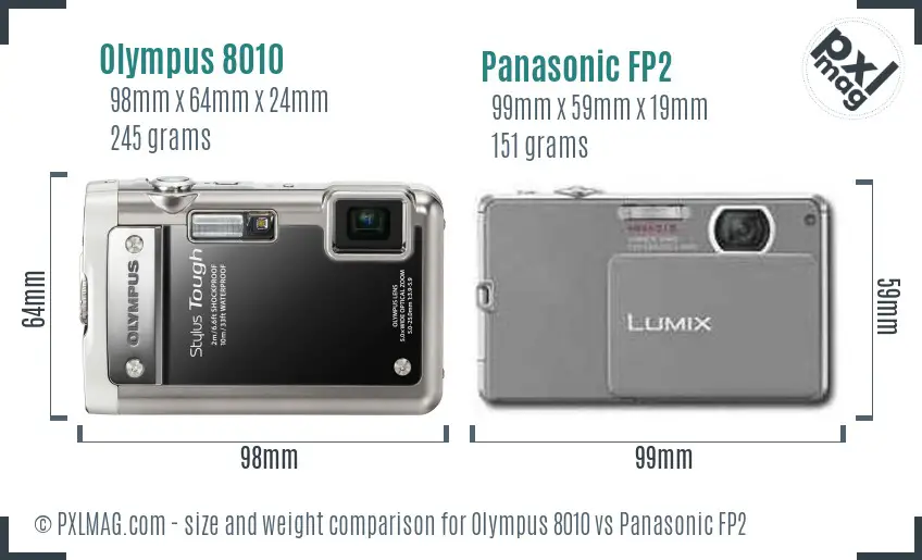Olympus 8010 vs Panasonic FP2 size comparison