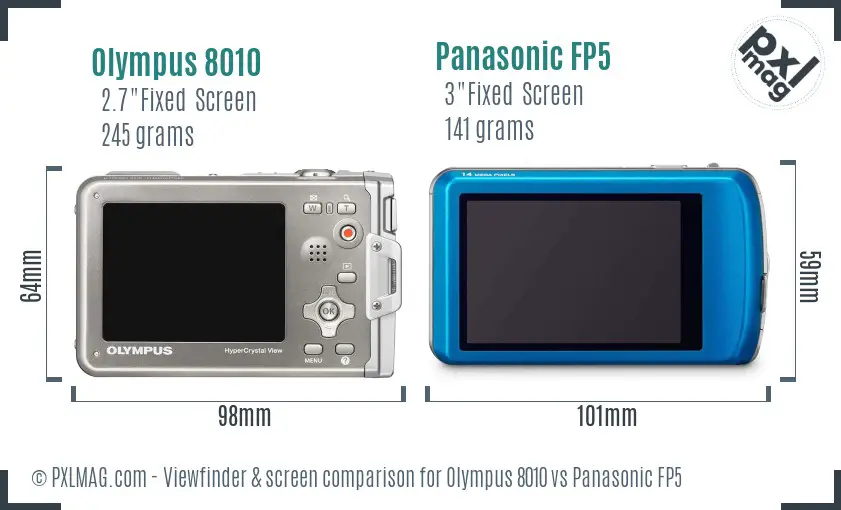 Olympus 8010 vs Panasonic FP5 Screen and Viewfinder comparison