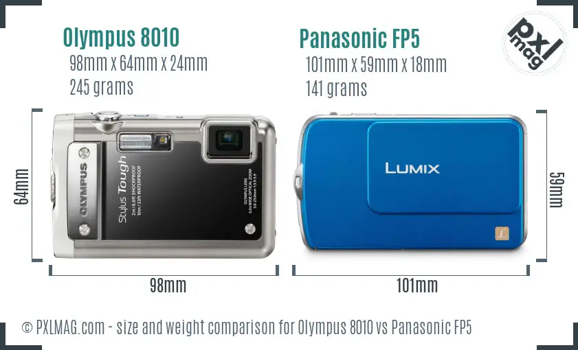 Olympus 8010 vs Panasonic FP5 size comparison
