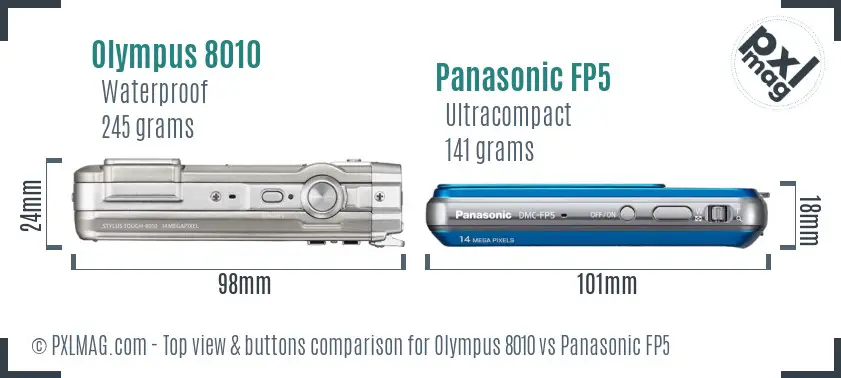 Olympus 8010 vs Panasonic FP5 top view buttons comparison