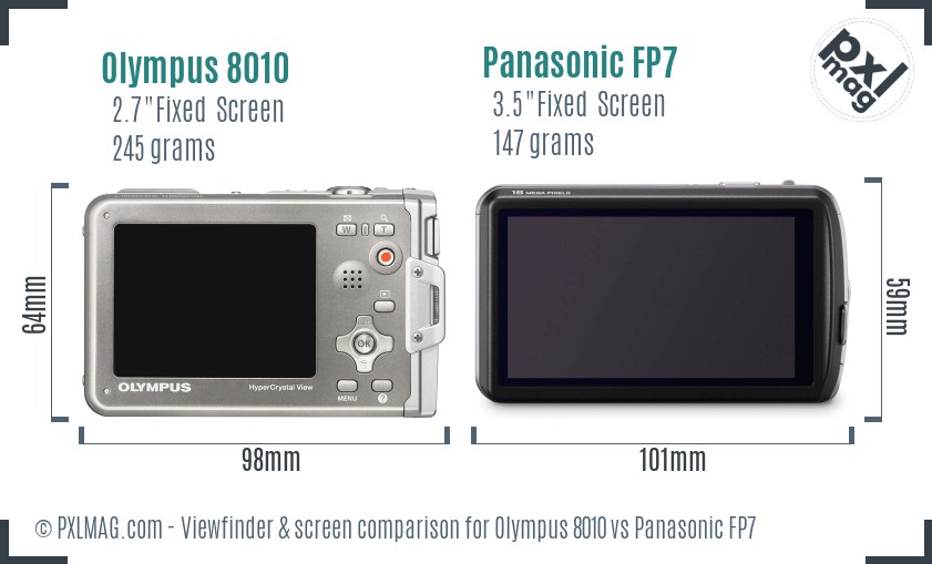 Olympus 8010 vs Panasonic FP7 Screen and Viewfinder comparison