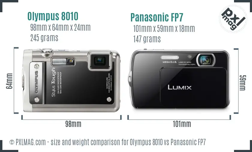 Olympus 8010 vs Panasonic FP7 size comparison