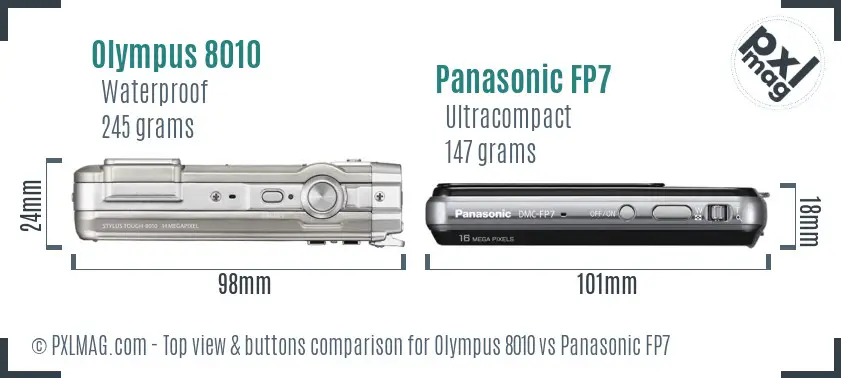 Olympus 8010 vs Panasonic FP7 top view buttons comparison