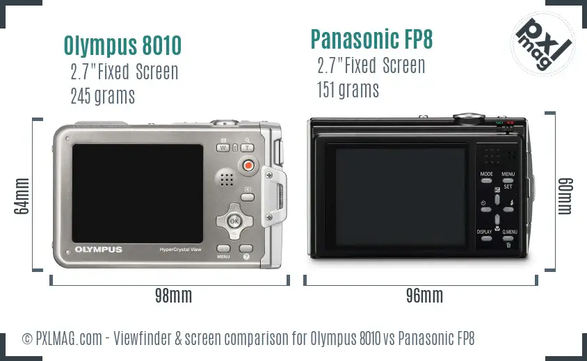 Olympus 8010 vs Panasonic FP8 Screen and Viewfinder comparison