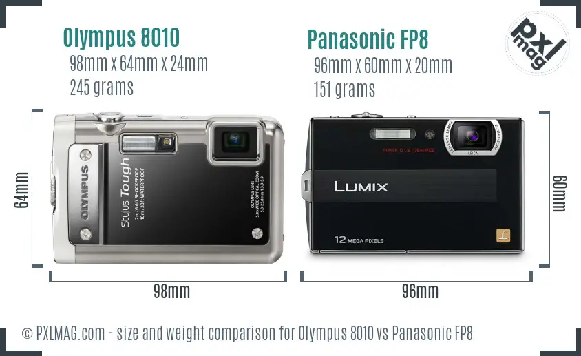 Olympus 8010 vs Panasonic FP8 size comparison