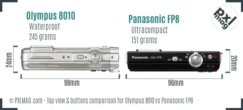 Olympus 8010 vs Panasonic FP8 top view buttons comparison