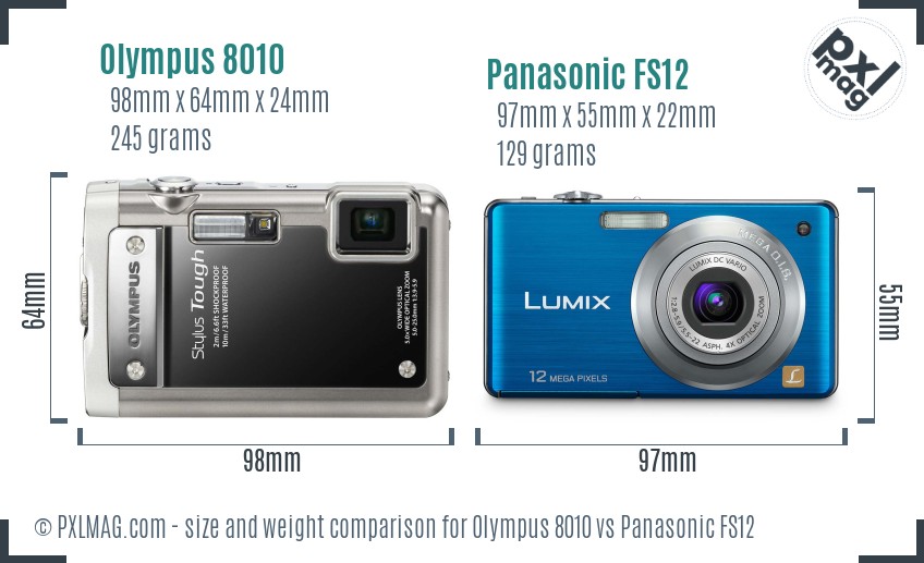 Olympus 8010 vs Panasonic FS12 size comparison
