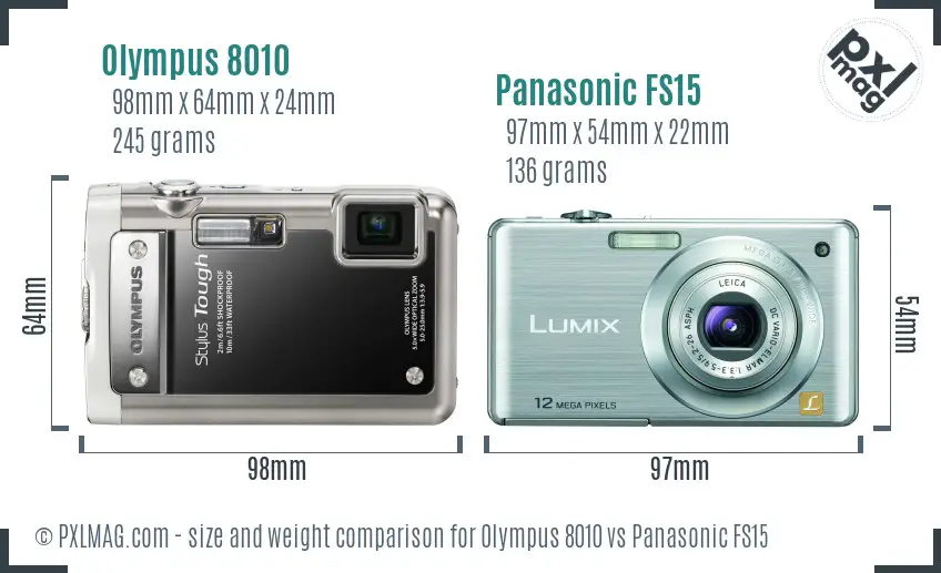 Olympus 8010 vs Panasonic FS15 size comparison