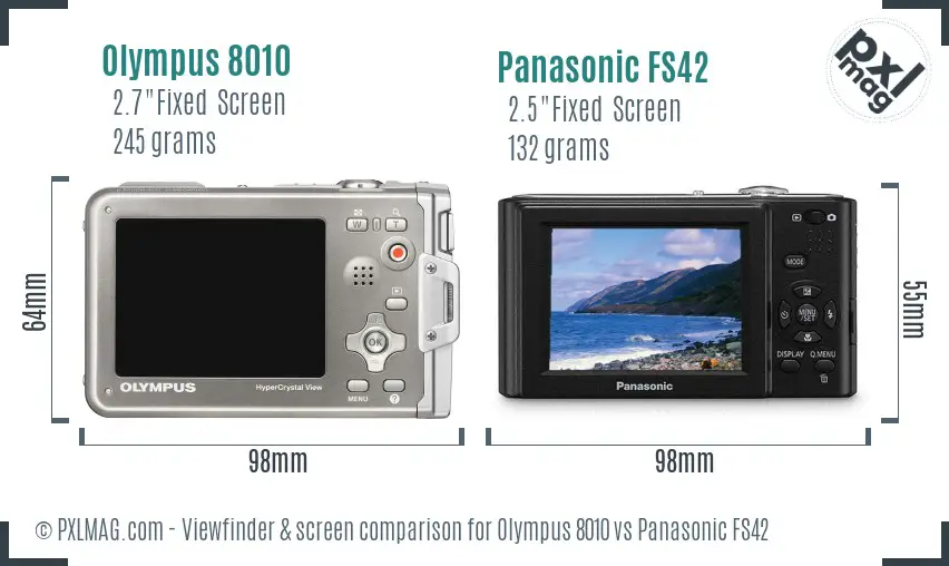 Olympus 8010 vs Panasonic FS42 Screen and Viewfinder comparison