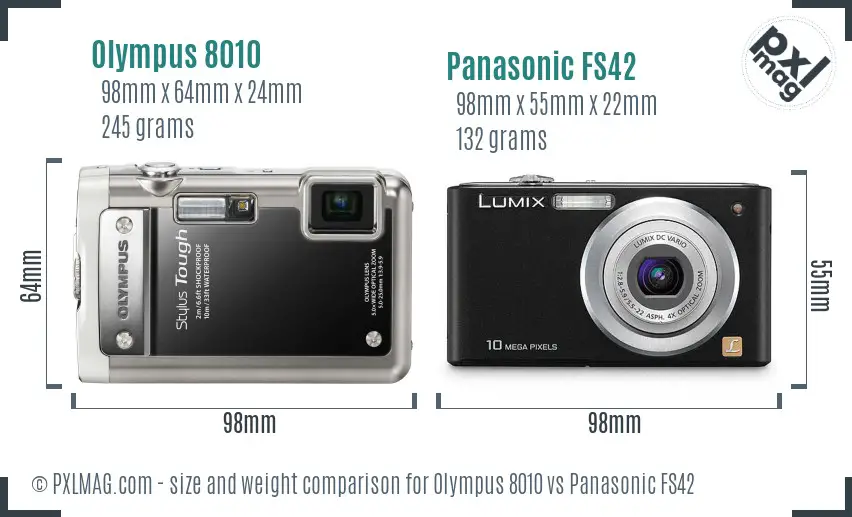 Olympus 8010 vs Panasonic FS42 size comparison