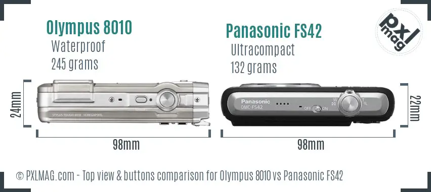 Olympus 8010 vs Panasonic FS42 top view buttons comparison