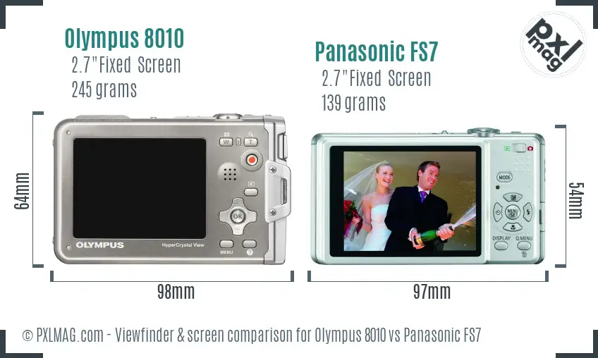 Olympus 8010 vs Panasonic FS7 Screen and Viewfinder comparison Olympus 8010 vs Panasonic FS7 Screen and Viewfinder comparison