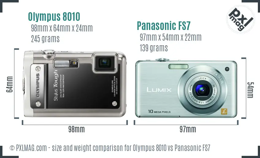 Olympus 8010 vs Panasonic FS7 size comparison Olympus 8010 vs Panasonic FS7 size comparison
