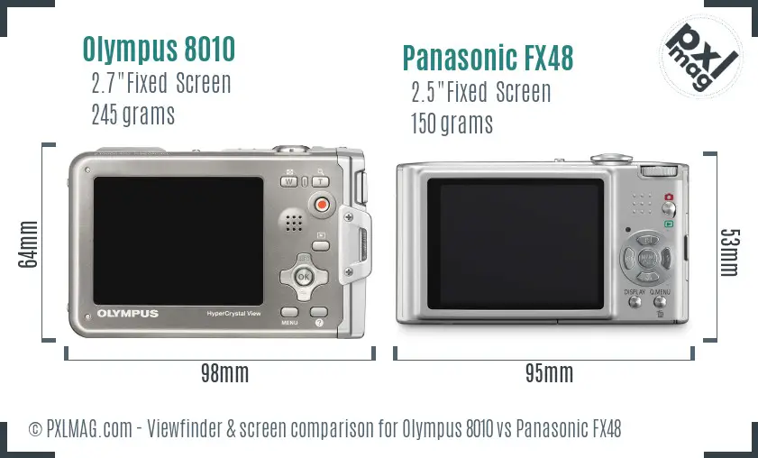 Olympus 8010 vs Panasonic FX48 Screen and Viewfinder comparison Olympus 8010 vs Panasonic FX48 Screen and Viewfinder comparison