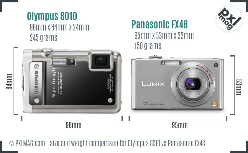 Olympus 8010 vs Panasonic FX48 size comparison Olympus 8010 vs Panasonic FX48 size comparison