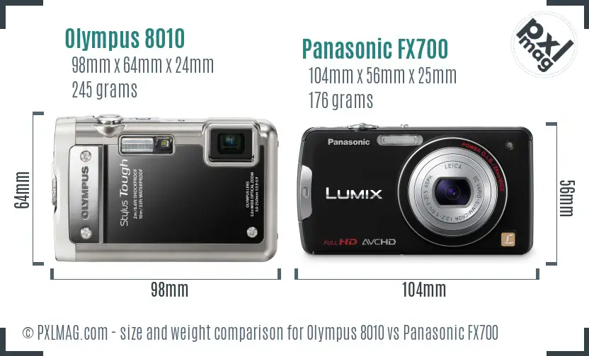 Olympus 8010 vs Panasonic FX700 size comparison
