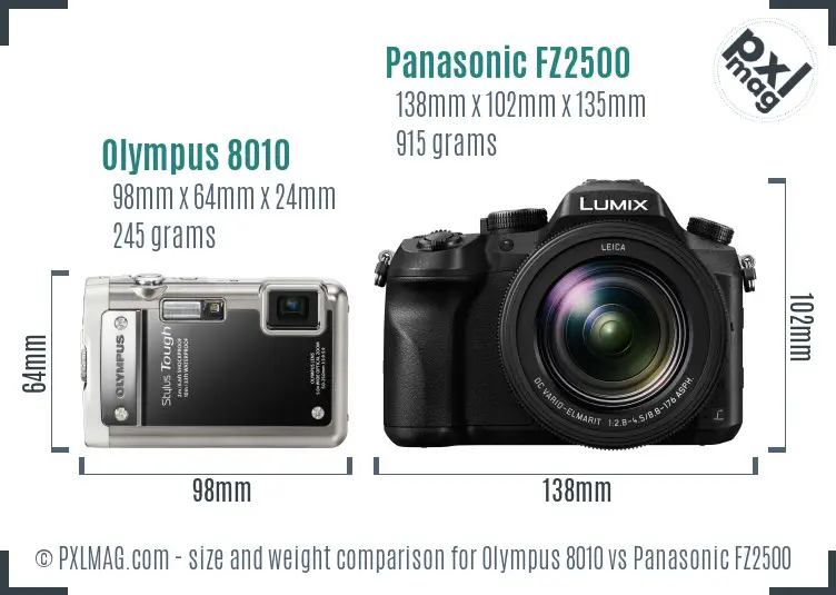 Olympus 8010 vs Panasonic FZ2500 size comparison