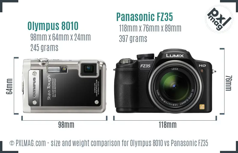 Olympus 8010 vs Panasonic FZ35 size comparison Olympus 8010 vs Panasonic FZ35 size comparison