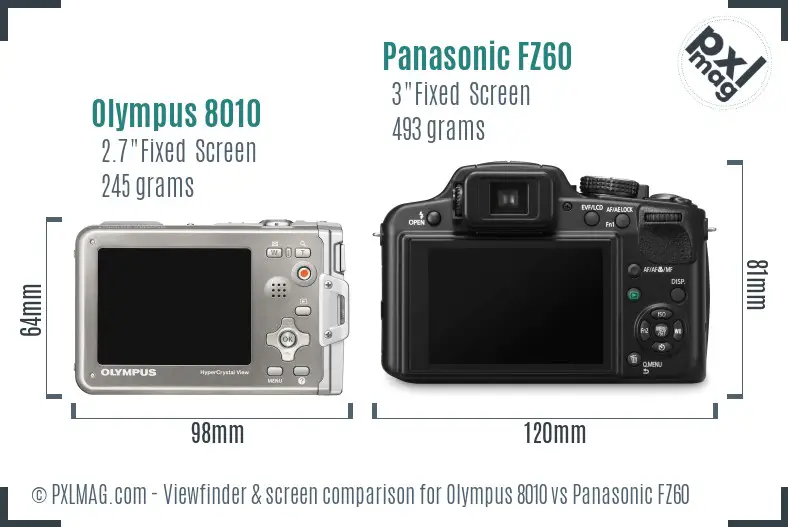 Olympus 8010 vs Panasonic FZ60 Screen and Viewfinder comparison Olympus 8010 vs Panasonic FZ60 Screen and Viewfinder comparison