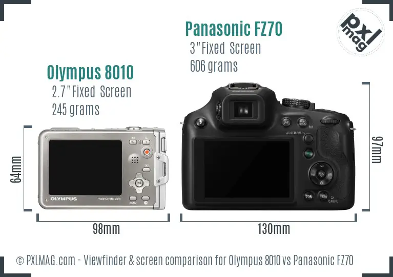 Olympus 8010 vs Panasonic FZ70 Screen and Viewfinder comparison Olympus 8010 vs Panasonic FZ70 Screen and Viewfinder comparison