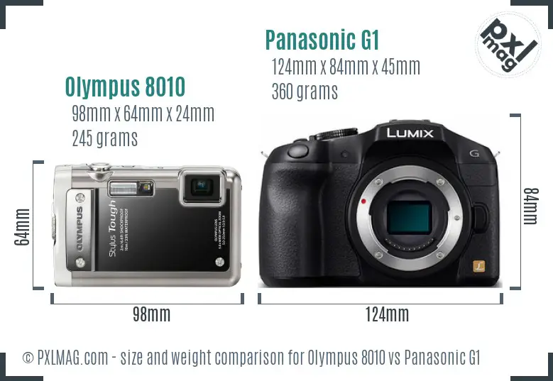 Olympus 8010 vs Panasonic G1 size comparison