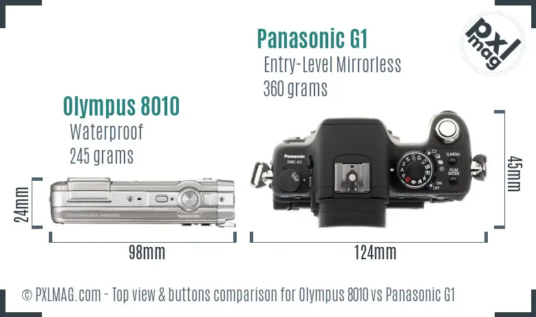 Olympus 8010 vs Panasonic G1 top view buttons comparison
