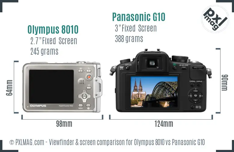 Olympus 8010 vs Panasonic G10 Screen and Viewfinder comparison