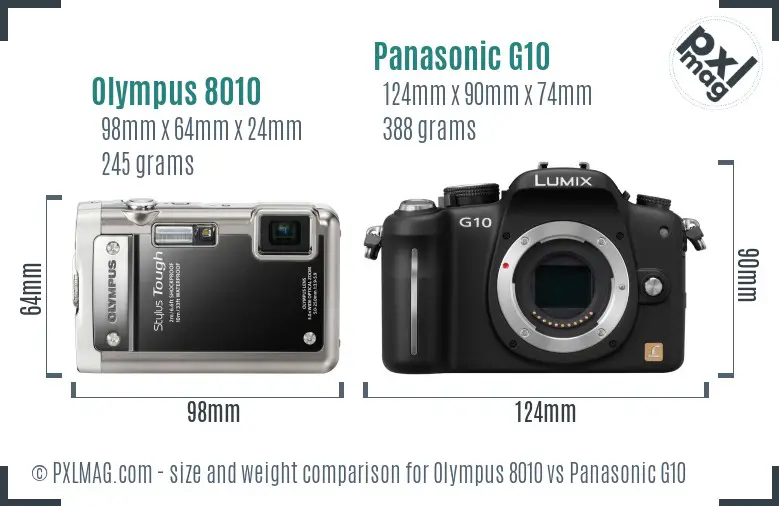 Olympus 8010 vs Panasonic G10 size comparison