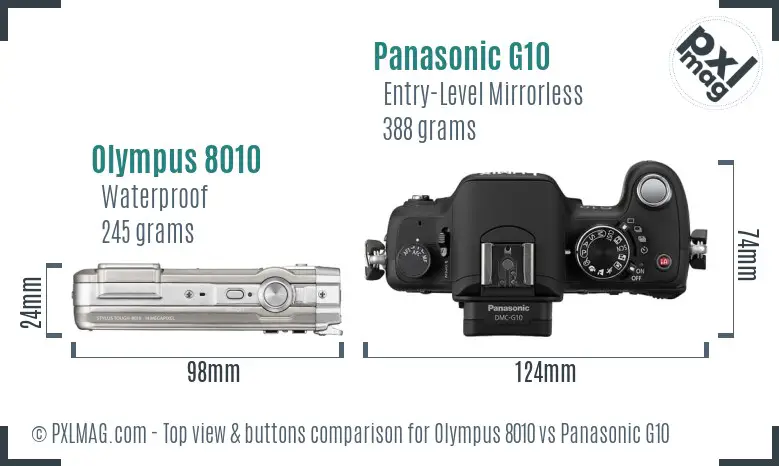 Olympus 8010 vs Panasonic G10 top view buttons comparison