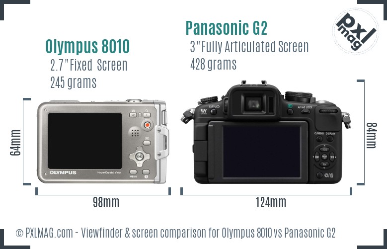 Olympus 8010 vs Panasonic G2 Screen and Viewfinder comparison