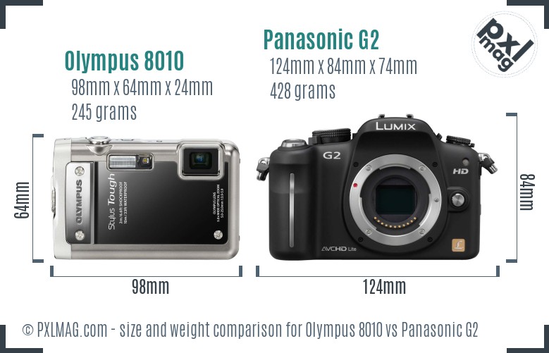 Olympus 8010 vs Panasonic G2 size comparison
