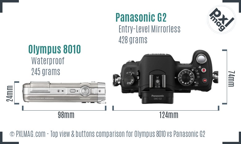 Olympus 8010 vs Panasonic G2 top view buttons comparison