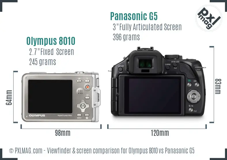 Olympus 8010 vs Panasonic G5 Screen and Viewfinder comparison Olympus 8010 vs Panasonic G5 Screen and Viewfinder comparison