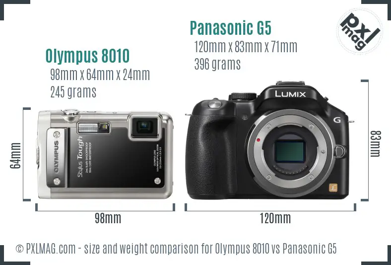 Olympus 8010 vs Panasonic G5 size comparison Olympus 8010 vs Panasonic G5 size comparison