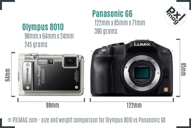 Olympus 8010 vs Panasonic G6 size comparison
