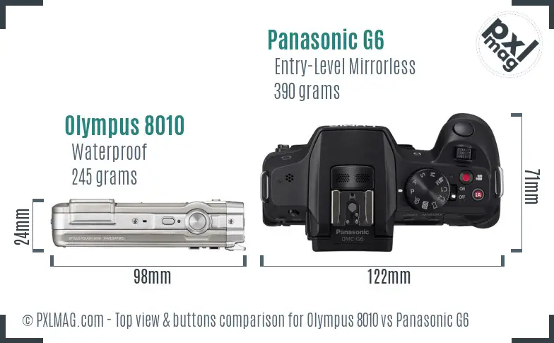 Olympus 8010 vs Panasonic G6 top view buttons comparison