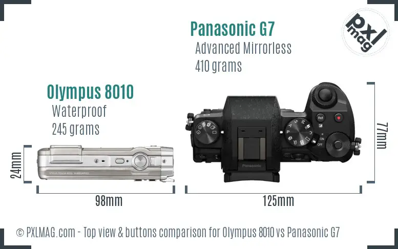 Olympus 8010 vs Panasonic G7 top view buttons comparison