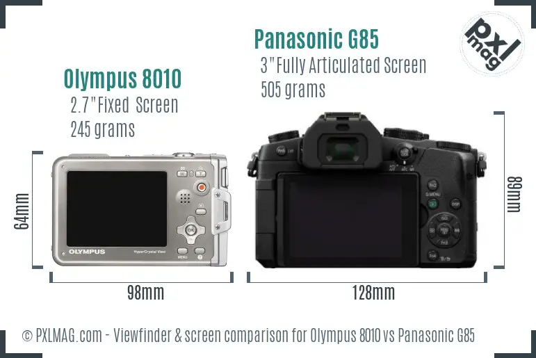 Olympus 8010 vs Panasonic G85 Screen and Viewfinder comparison