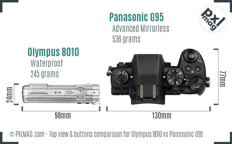 Olympus 8010 vs Panasonic G95 top view buttons comparison