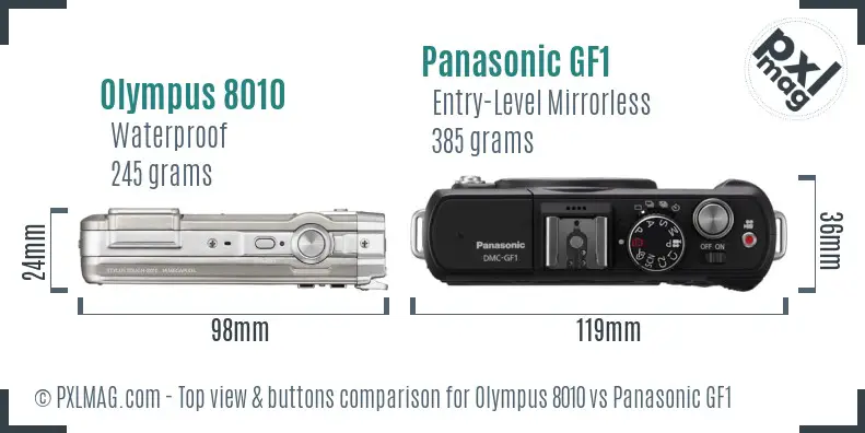 Olympus 8010 vs Panasonic GF1 top view buttons comparison