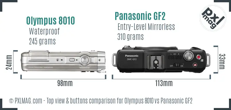 Olympus 8010 vs Panasonic GF2 top view buttons comparison