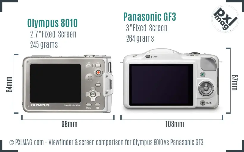 Olympus 8010 vs Panasonic GF3 Screen and Viewfinder comparison Olympus 8010 vs Panasonic GF3 Screen and Viewfinder comparison